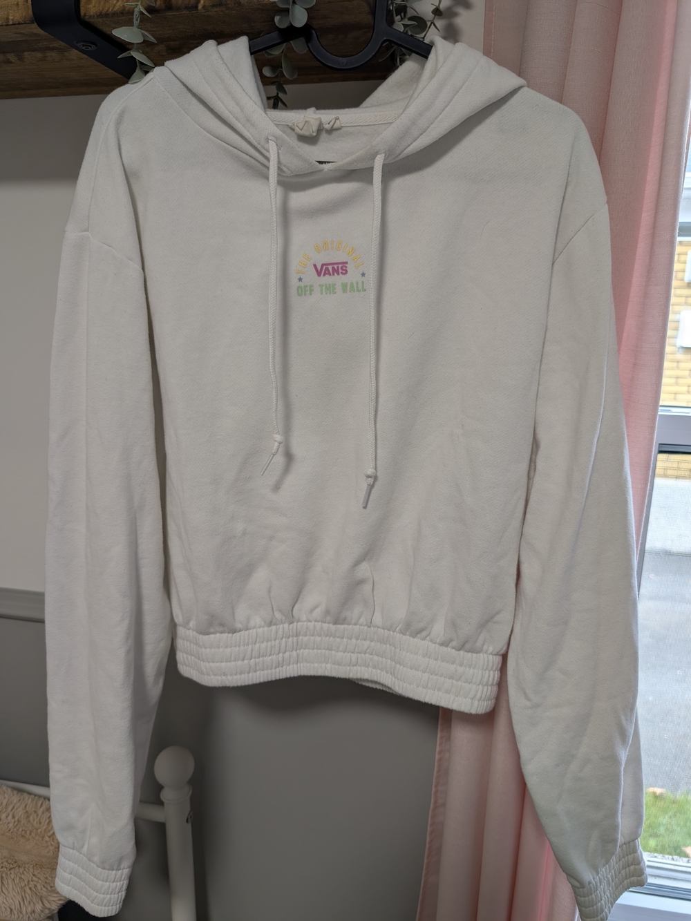 Vans Women's White Hooded Sweatshirt - 'Off The Wall' Logo